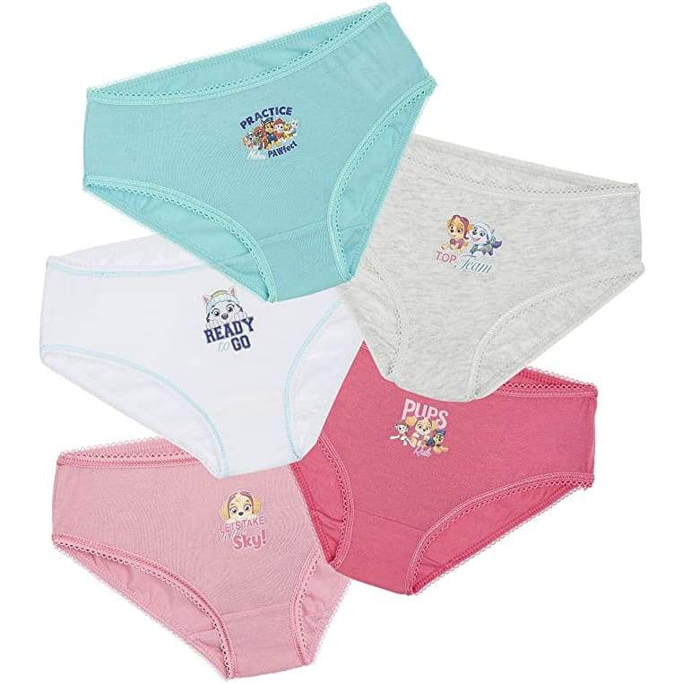 Paw Patrol Girls Knickers,pack of 5 Pants Mighty Pups Chase&skye,100%soft Cotton Briefs Paw Patrol £8.95