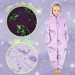 CityComfort Glow in The Dark Onesie Kids Onesies for Girls Rainbow Unicorn Pyjamas - Get Trend