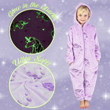 CityComfort Glow in The Dark Onesie Kids Onesies for Girls Rainbow Unicorn Pyjamas - Get Trend