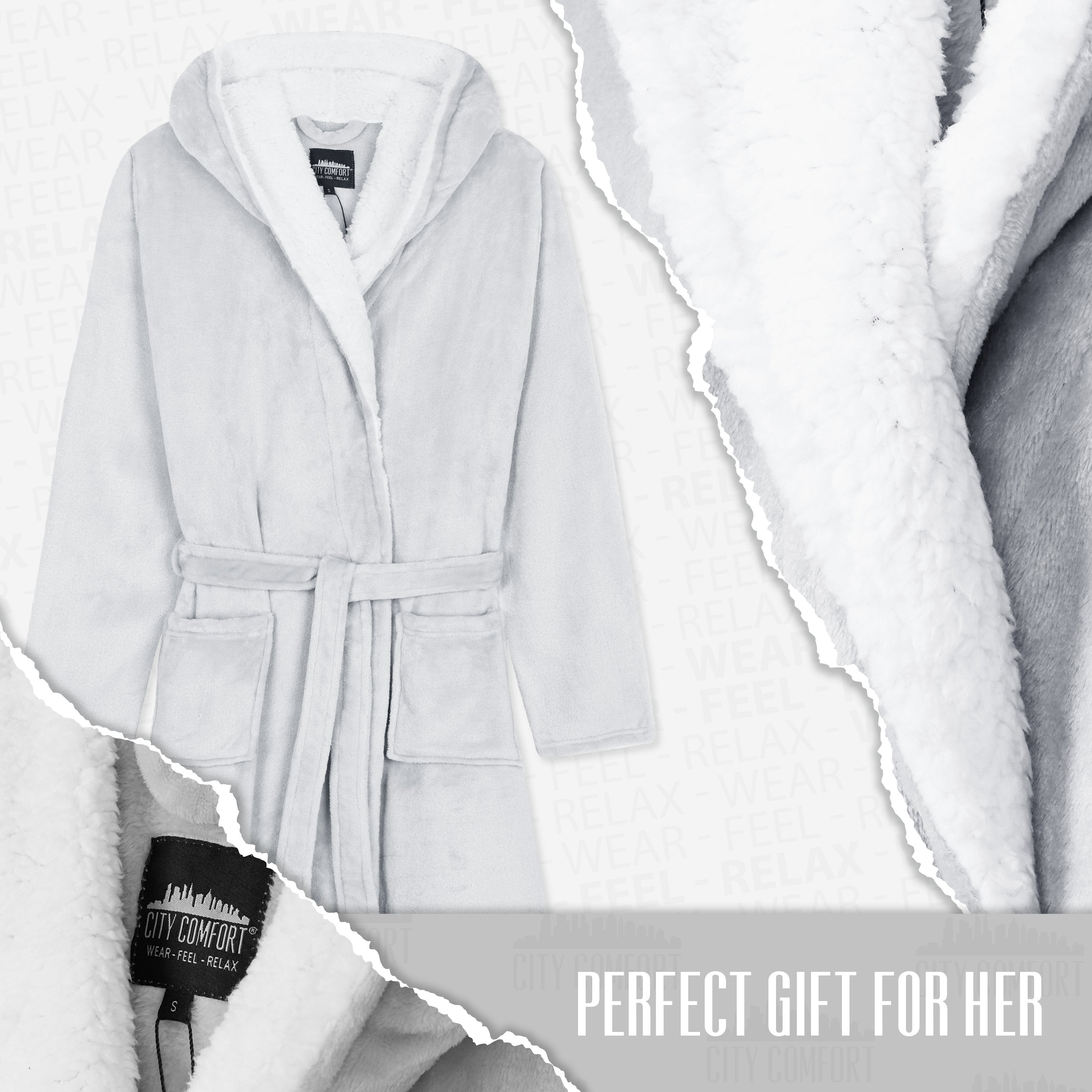 CityComfort Ladies Dressing Gown Soft Plush Bath Robe for Women