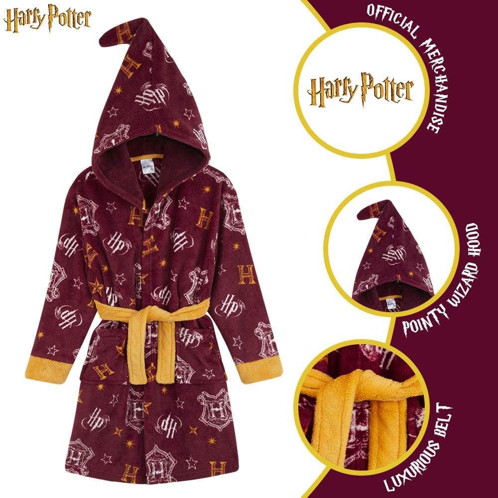 Harry Potter Kids Dressing Gown Gryffindor Soft Fleece Robe for Boys or Girls Dressing Gown Harry Potter £20.49