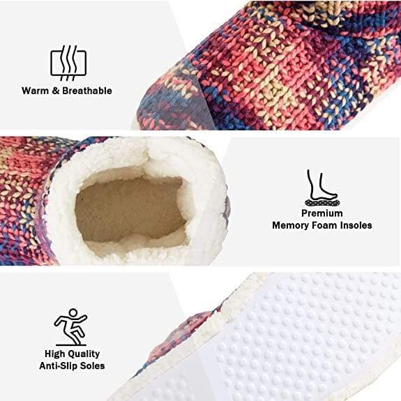 Citycomfort Warm Cosy Super Soft Indoor Outdoor Knitted Slipper Boots for Women Bootie Slippers Citycomfort £14.49