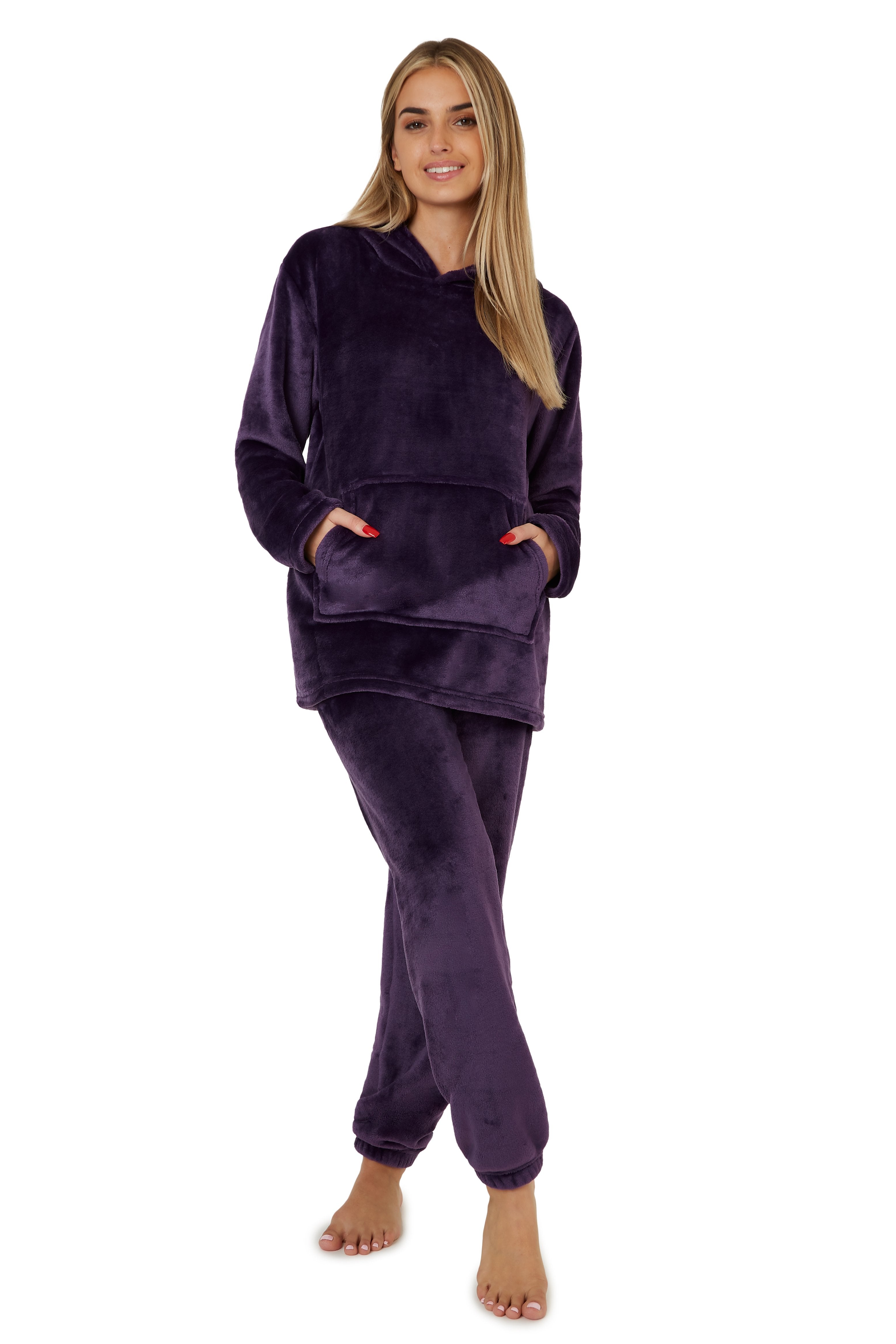 CityComfort Womens Pyjamas, Warm Fleece Hooded Pyjamas for Women Sets