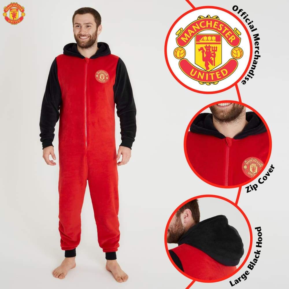 Manchester United F.c. Mens Pyjamas Fleece Mens Onesies Football Gifts for Men Onesie Manchester United F.c. £28.49