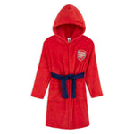 Arsenal F.c. Boys Dressing Gown Football Kids Fleece Hooded Robe Dressing Gown Arsenal F.c. £17.49