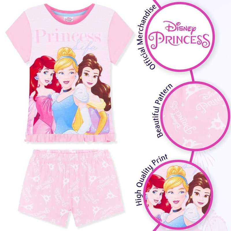 Disney Girls Pyjamas Girls Short Pjs Set Disney Princess Merchandise Pyjama Disney Princess £4.99