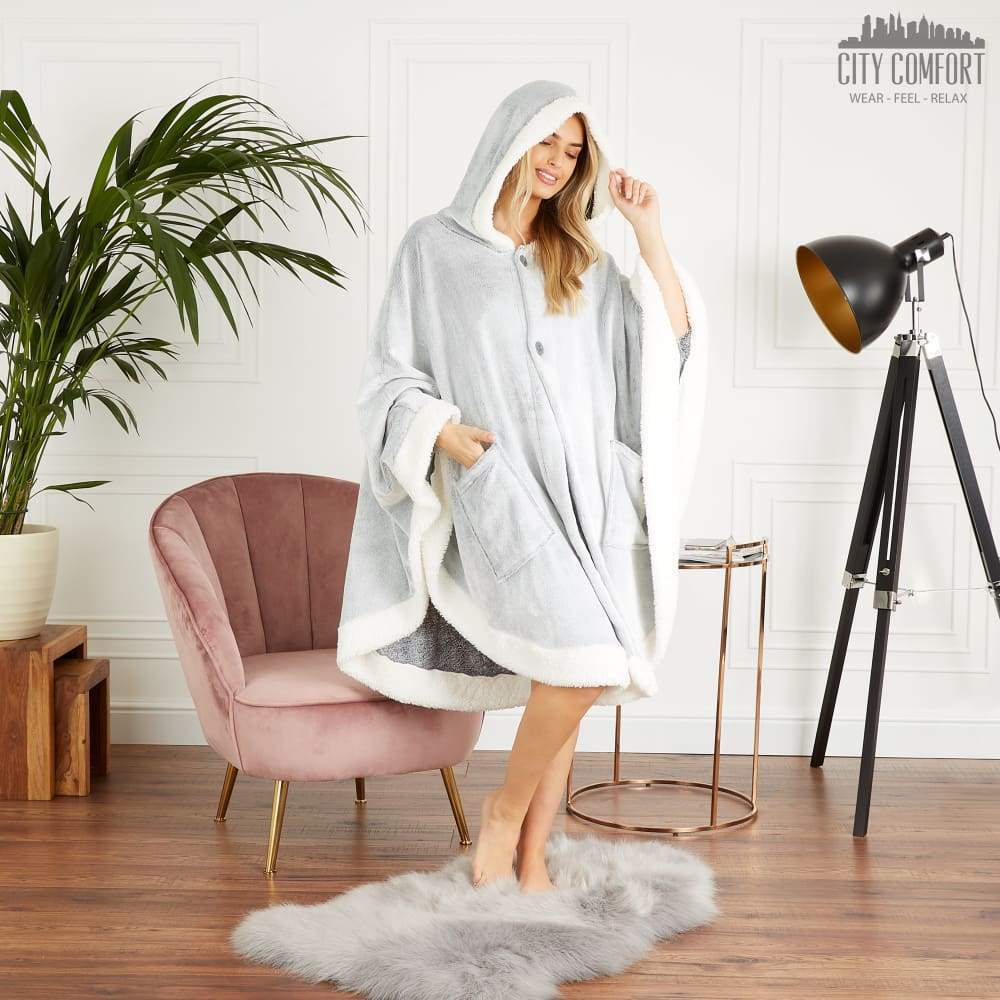 Citycomfort Blanket Hoodie for Women Snuggle Sherpa Oversized Hoodie Blanket Poncho Citycomfort £19.49