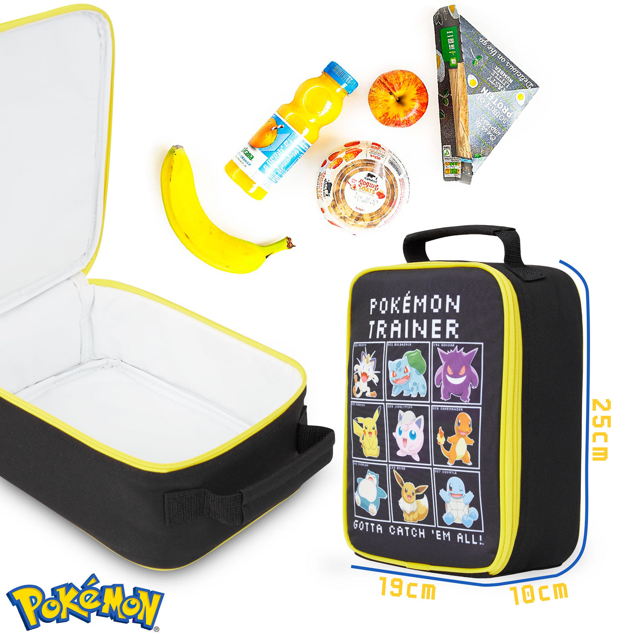 Pokémon Lunch Box, Blue Lunch Bag For Kids And Teens With Pikachu,  Squirtle, Bulbasaur and Charmender