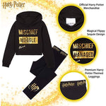 Harry Potter Black Cropped Hoodie & Leggings Cotton Set for Girls & Teenager Loungewear Set Harry Potter £15.49