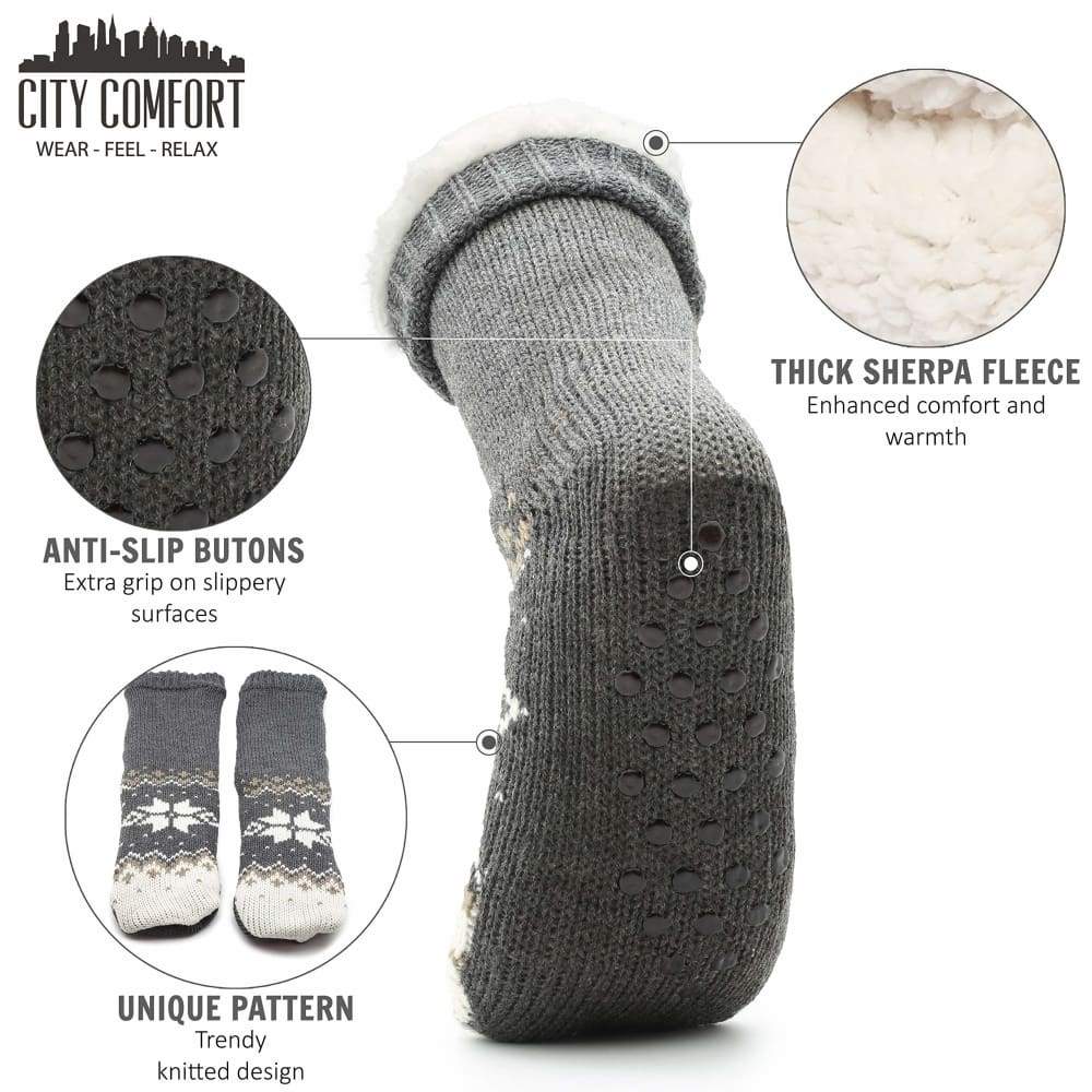 Mens Slipper Socks Bed Socks for Men with Sherpa Wool non Slip Slipper Socks Citycomfort £10.49
