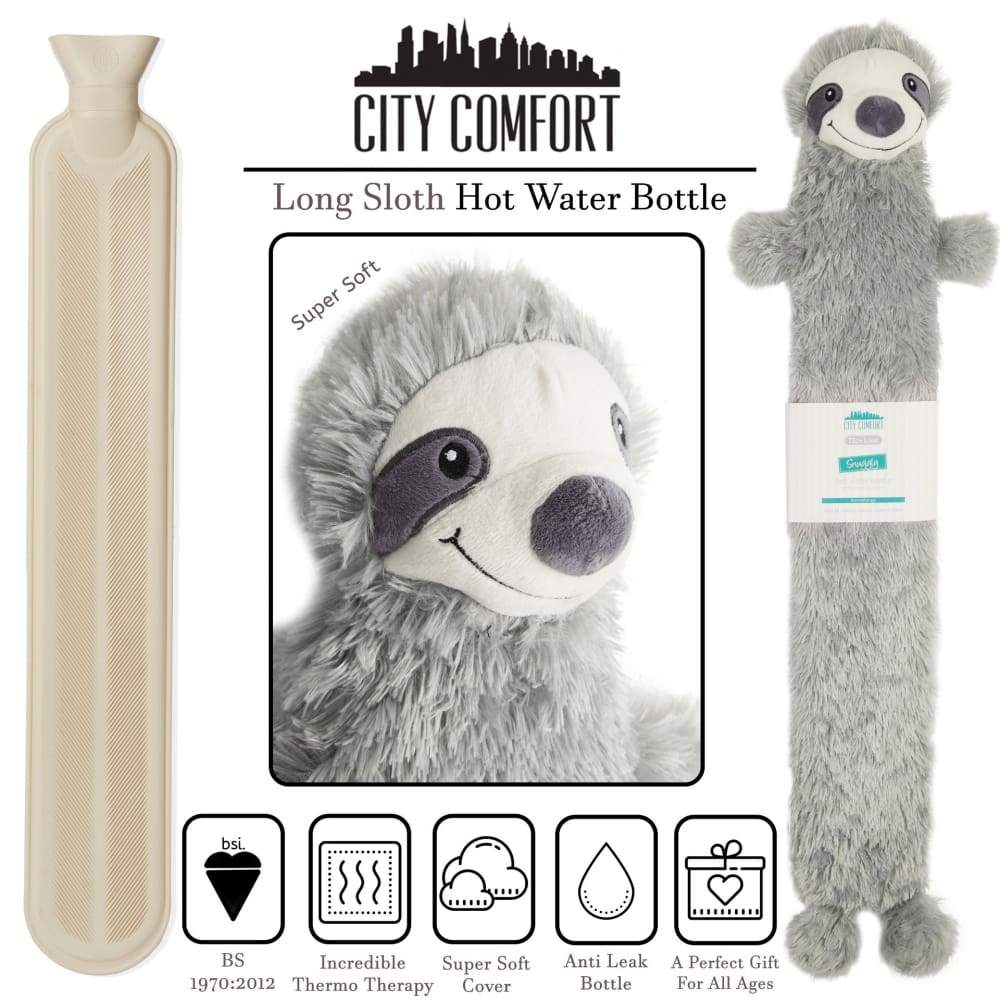 Citycomfort Extra Long Sloth Hot Water Bottle with Cover Hot Water Bottles Citycomfort £17.49