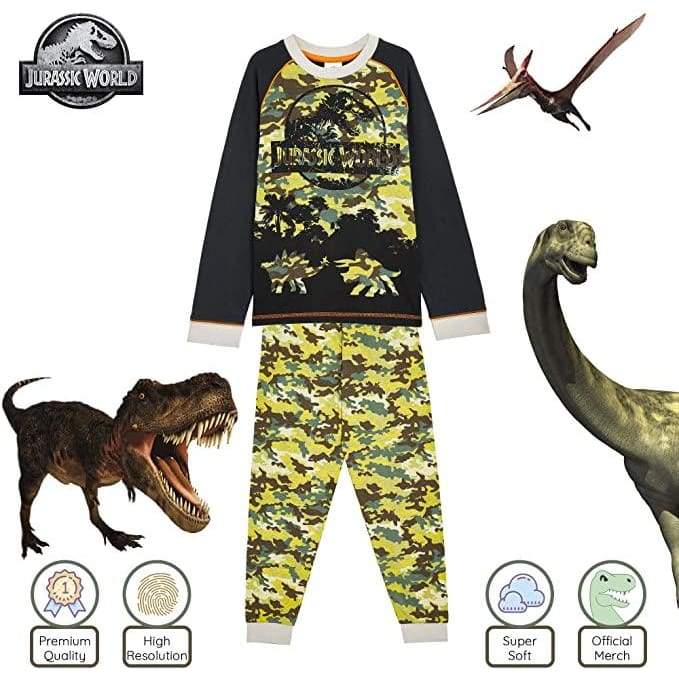 Jurassic World Boys Pyjamas 2 Piece Pjs Set Long Sleeve top and full Leggings Pyjamas Jurassic World £11.95