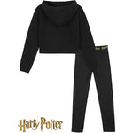 Harry Potter Black Cropped Hoodie & Leggings Cotton Set for Girls & Teenager Loungewear Set Harry Potter £15.49
