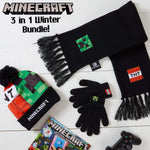 Minecraft Hat Scarf and Gloves Set Boys Gaming Gifts for Boys Hat Scarf Gloves Set Minecraft £13.49