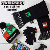 Minecraft Hat Scarf and Gloves Set Boys Gaming Gifts for Boys Hat Scarf Gloves Set Minecraft £13.49