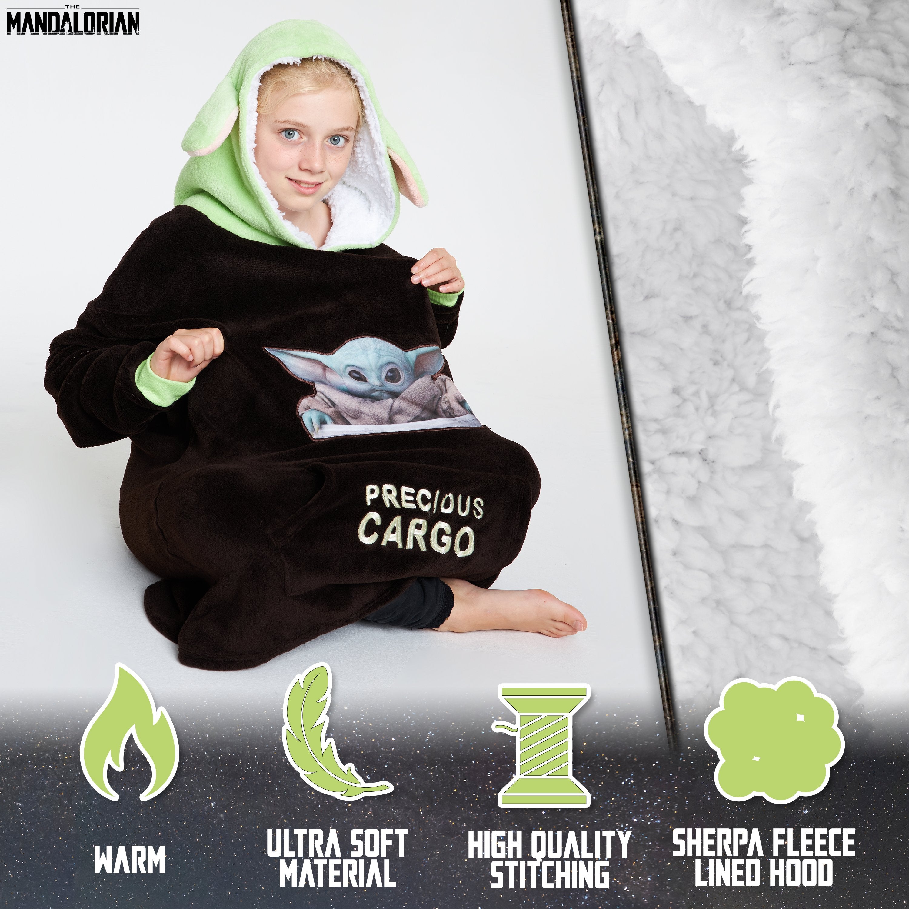 Hooded Throw Baby Yoda Blanket For Adults The Mandalorian Boys