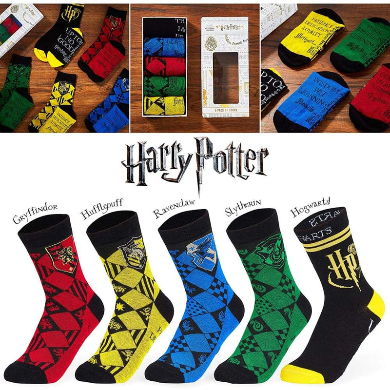 Harry Potter 5 Pack Socks in Size 4-7 Hogwarts Houses Novelty Clothes Socks Harry Potter £9