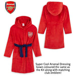 Arsenal F.c. Boys Dressing Gown Football Kids Fleece Hooded Robe Dressing Gown Arsenal F.c. £17.49