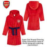 Arsenal F.c. Boys Dressing Gown Football Kids Fleece Hooded Robe Dressing Gown Arsenal F.c. £17.49