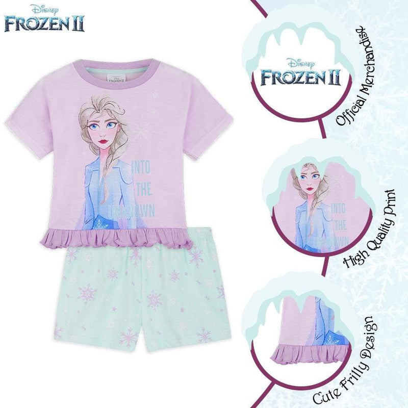Disney Frozen Girls Pyjamas 2 Piece Cotton Short Pjs Set with Elsa Pyjamas Frozen £10.49