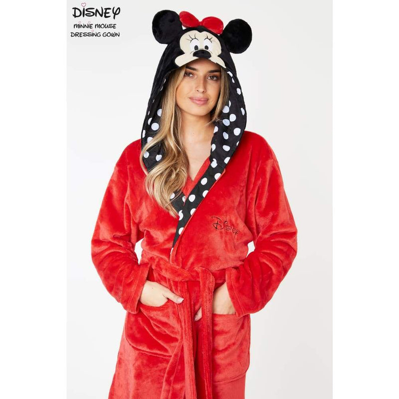 Disney Ladies Dressing Gown Minnie Mouse Fleece Hooded Robe Gifts for Women Dressing Gown Minnie Mouse £23.49