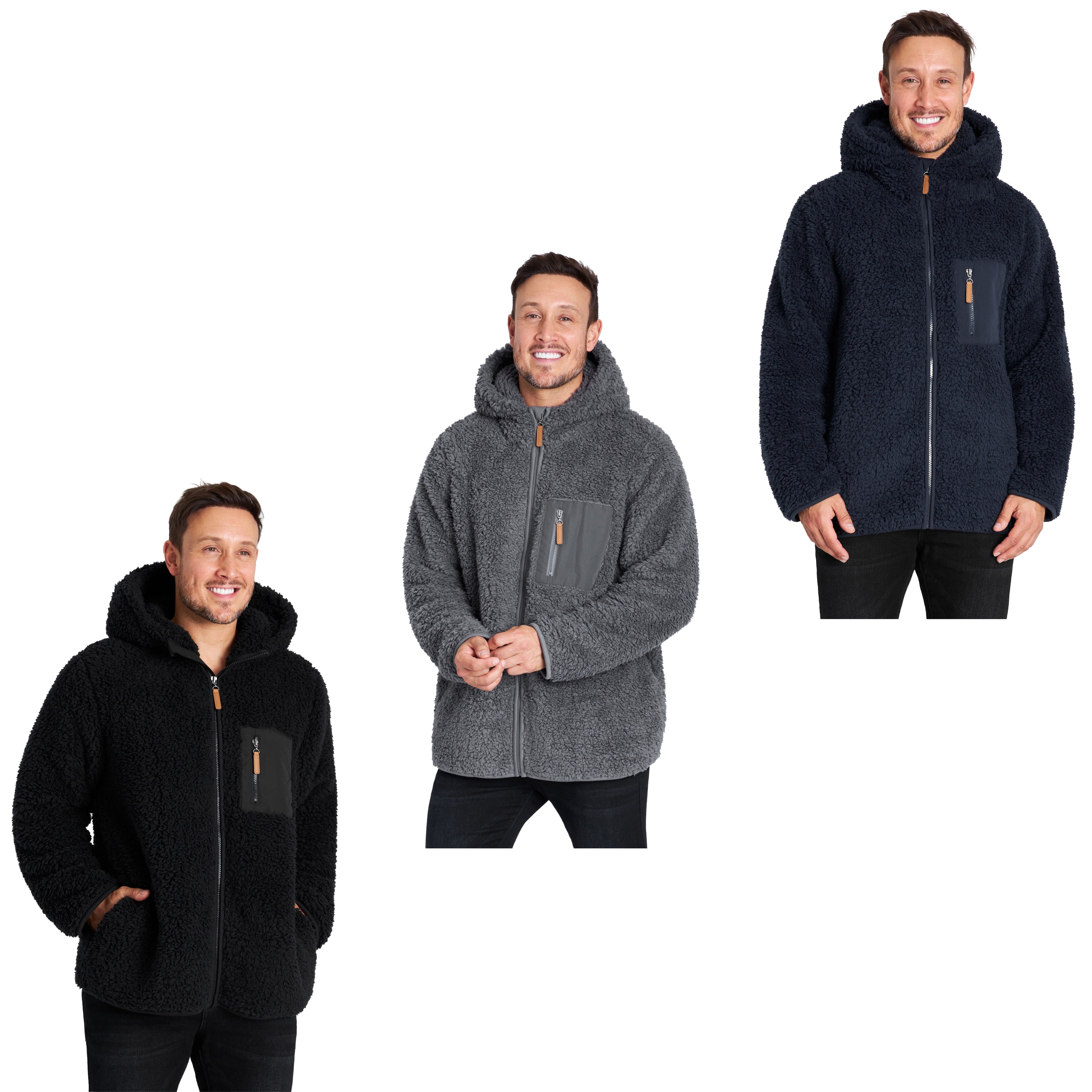CityComfort Mens Fleece Hoodie, Fluffy Zip Up Fleece Jacket - Get Trend