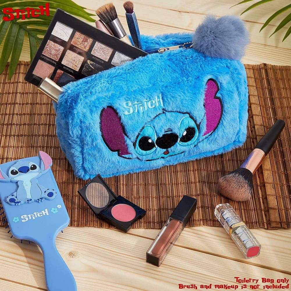 Disney Lilo and Stitch Plush Makeup Bag with Fluffy Pom Pom for Women ...
