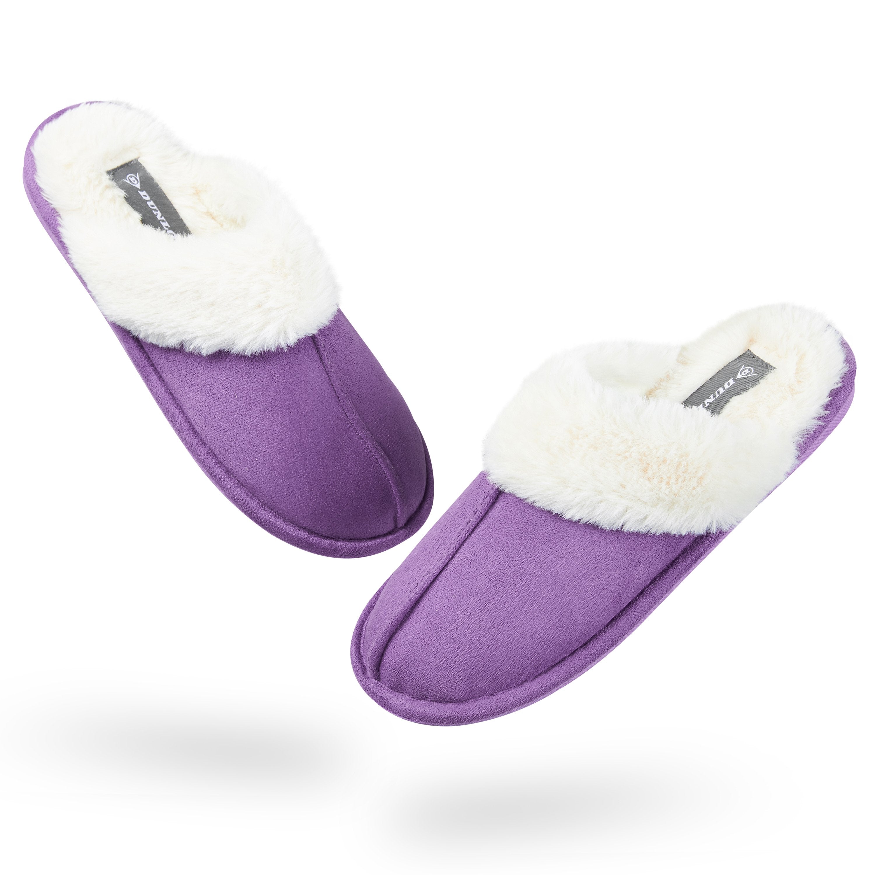 Dunlop Womens Slippers, Memory Foam Fluffy Slip On House Shoes - Get Trend