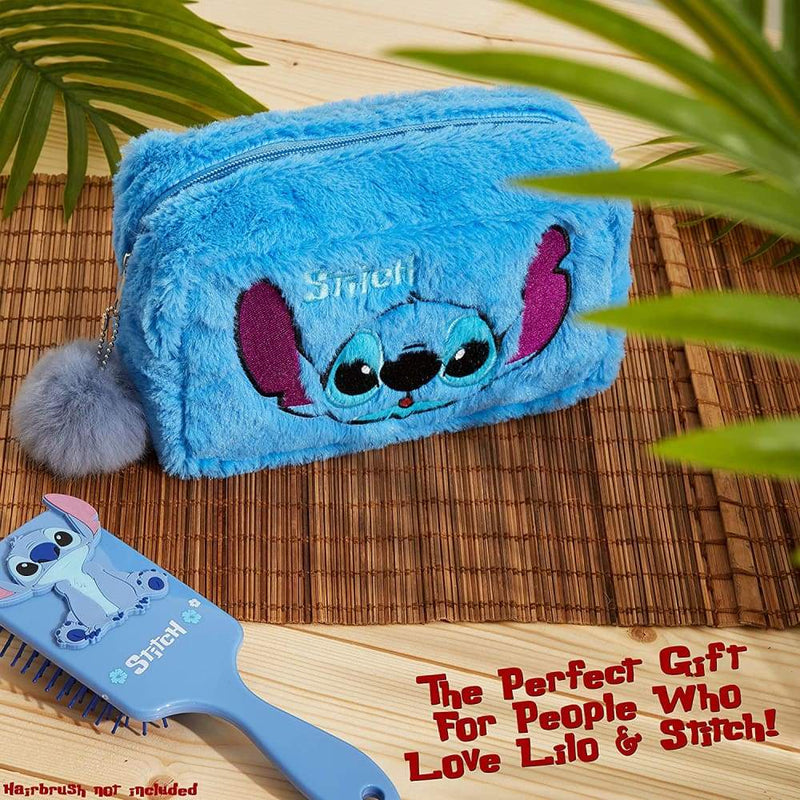 Disney Lilo and Stitch Plush Makeup Bag with Fluffy Pom Pom for Women or Girls Cosmetic Bag Lilo and Stitch £9.49