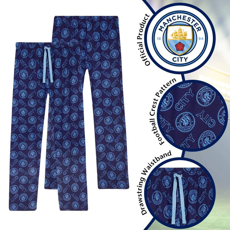 Manchester City F.c. Mens Lounge Pants Cotton Mens Pyjamas Football Gifts Pyjamas Bottoms Manchester City F.c. £14.49