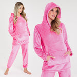 CityComfort Womens Pyjamas, Warm Fleece Hooded Pyjamas for Women Sets