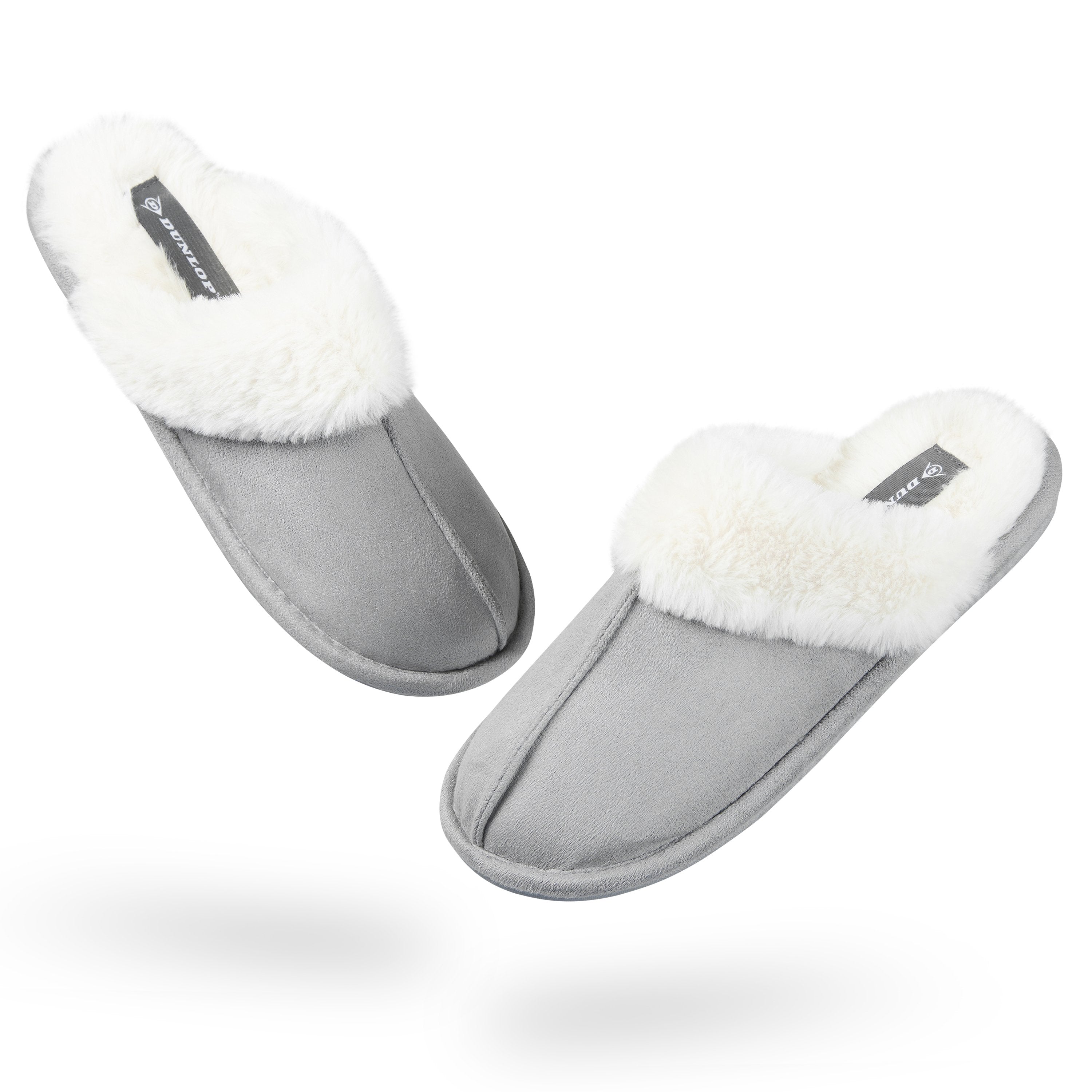 Dunlop Womens Slippers, Memory Foam Fluffy Slip On House Shoes - Get Trend