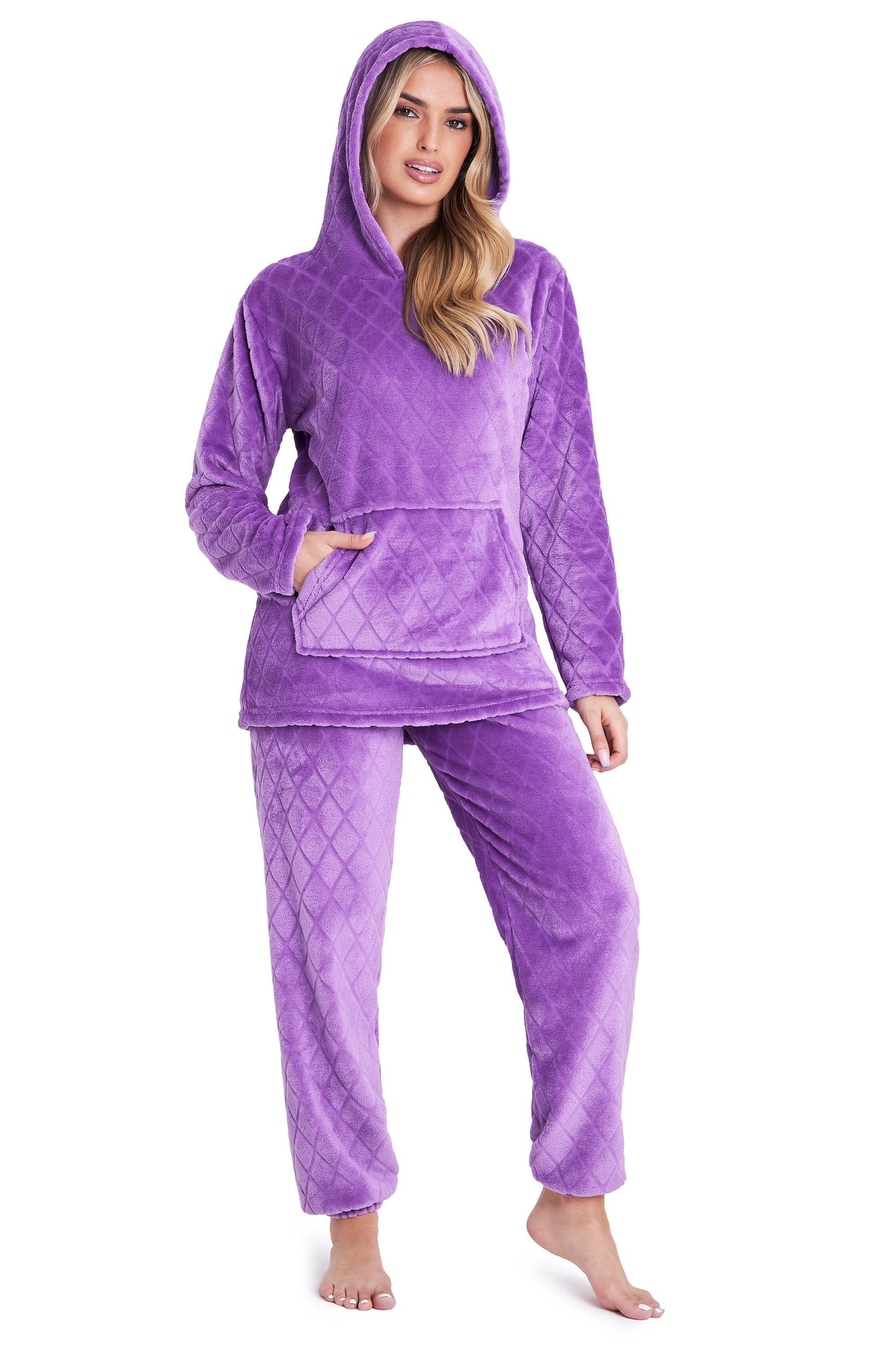 CityComfort Womens Pyjamas, Warm Fleece Hooded Pyjamas for Women Sets
