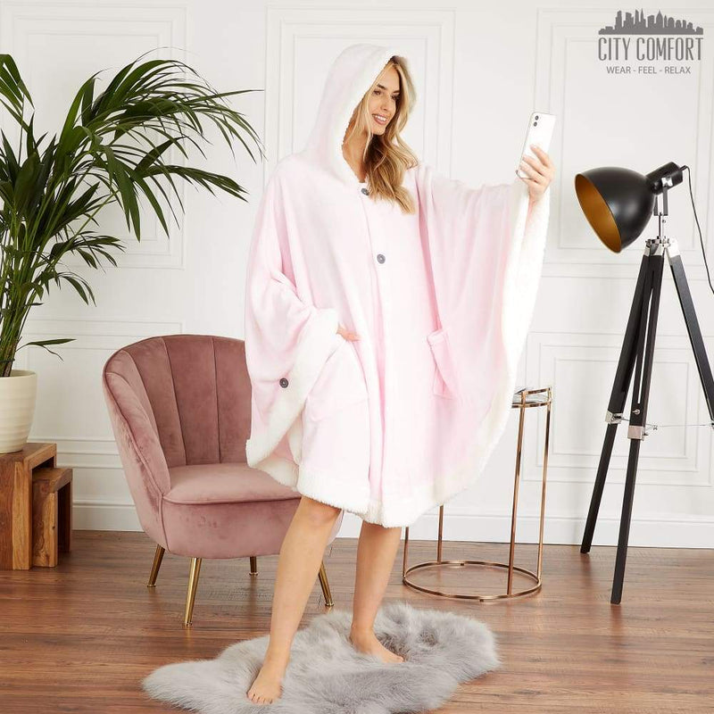 Citycomfort Blanket Hoodie for Women Snuggle Sherpa Oversized Hoodie Blanket Poncho Citycomfort £19.49