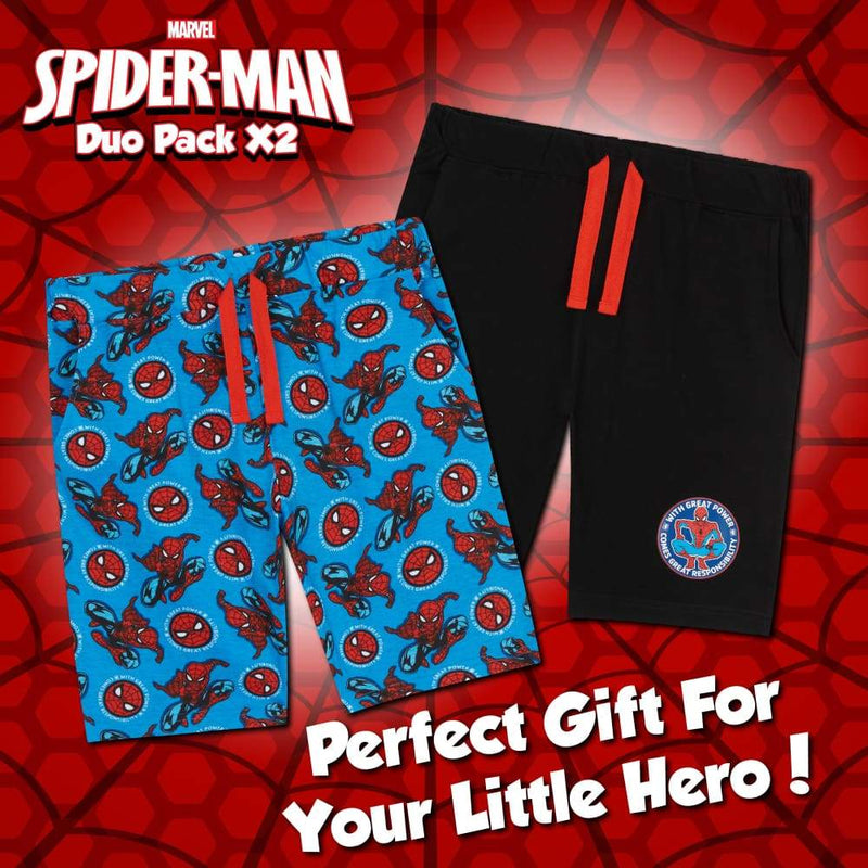 Marvel Spiderman Boys Shorts Set of 2 Superhero Cotton Shorts for Kids & Teens Shorts Marvel £10.49