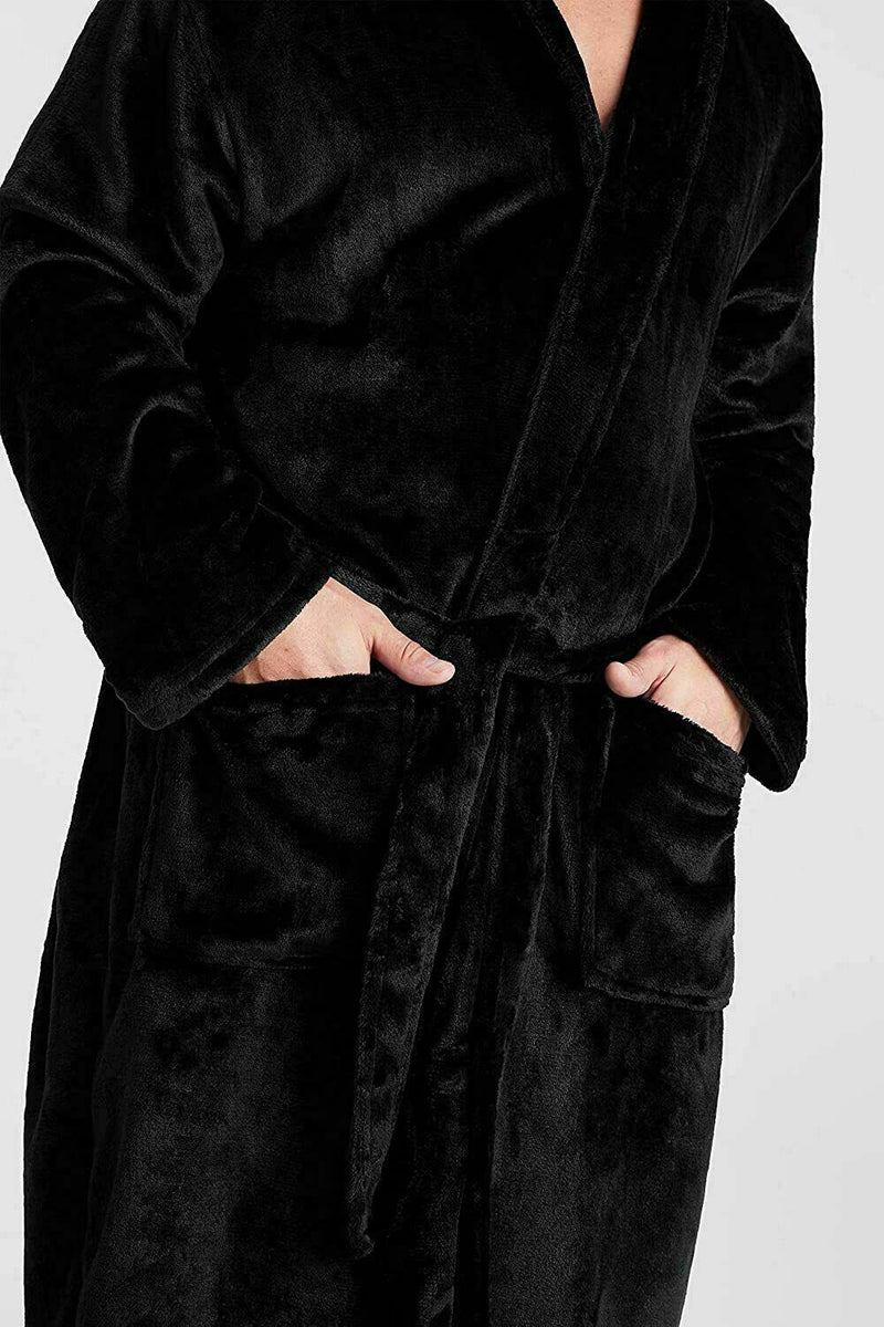 Mens Dressing Gown Super Soft, Mens Fleece Robe with Hood - Get Trend