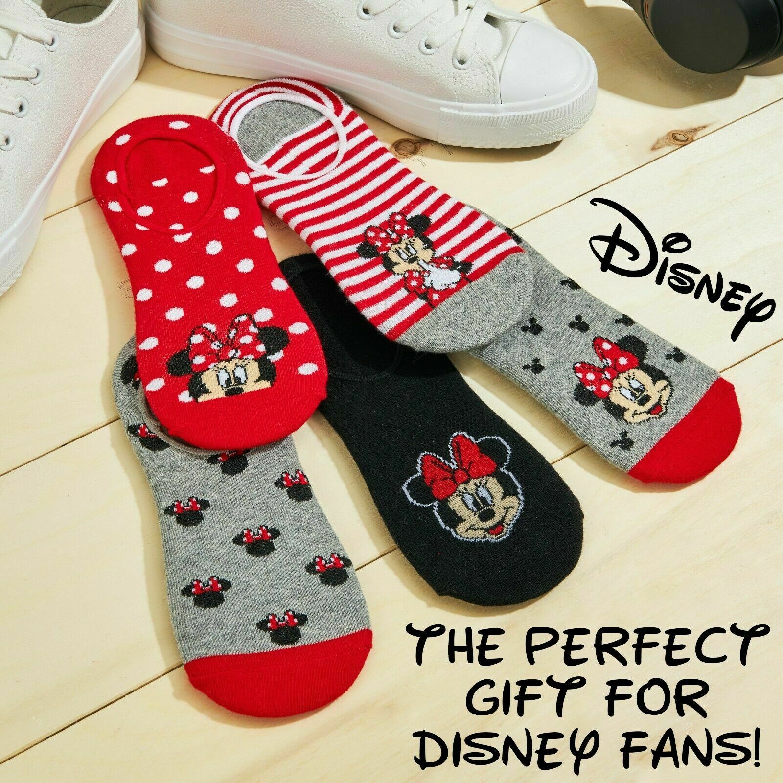 Disney Invisible 5 Pairs Socks, Minnie & Mickey No Show, Disney Gifts - Get Trend
