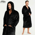 Mens Dressing Gown Super Soft, Mens Fleece Robe with Hood - Get Trend