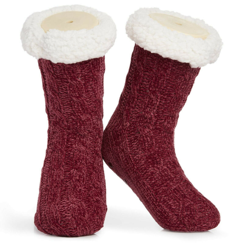 Slipper Fluffy Socks Men Heat Knitted Wool Sherpa Fuzzy Slippers Non Slip Women