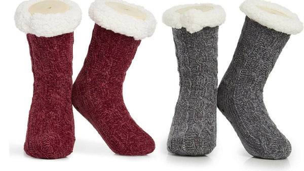 Slipper Fluffy Socks Men Heat Knitted Wool Sherpa Fuzzy Slippers Non Slip Women