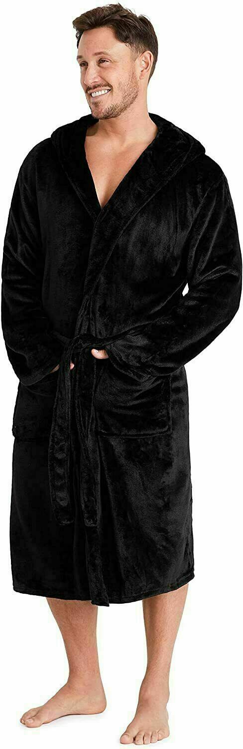 Mens Dressing Gown Super Soft, Mens Fleece Robe with Hood - Get Trend