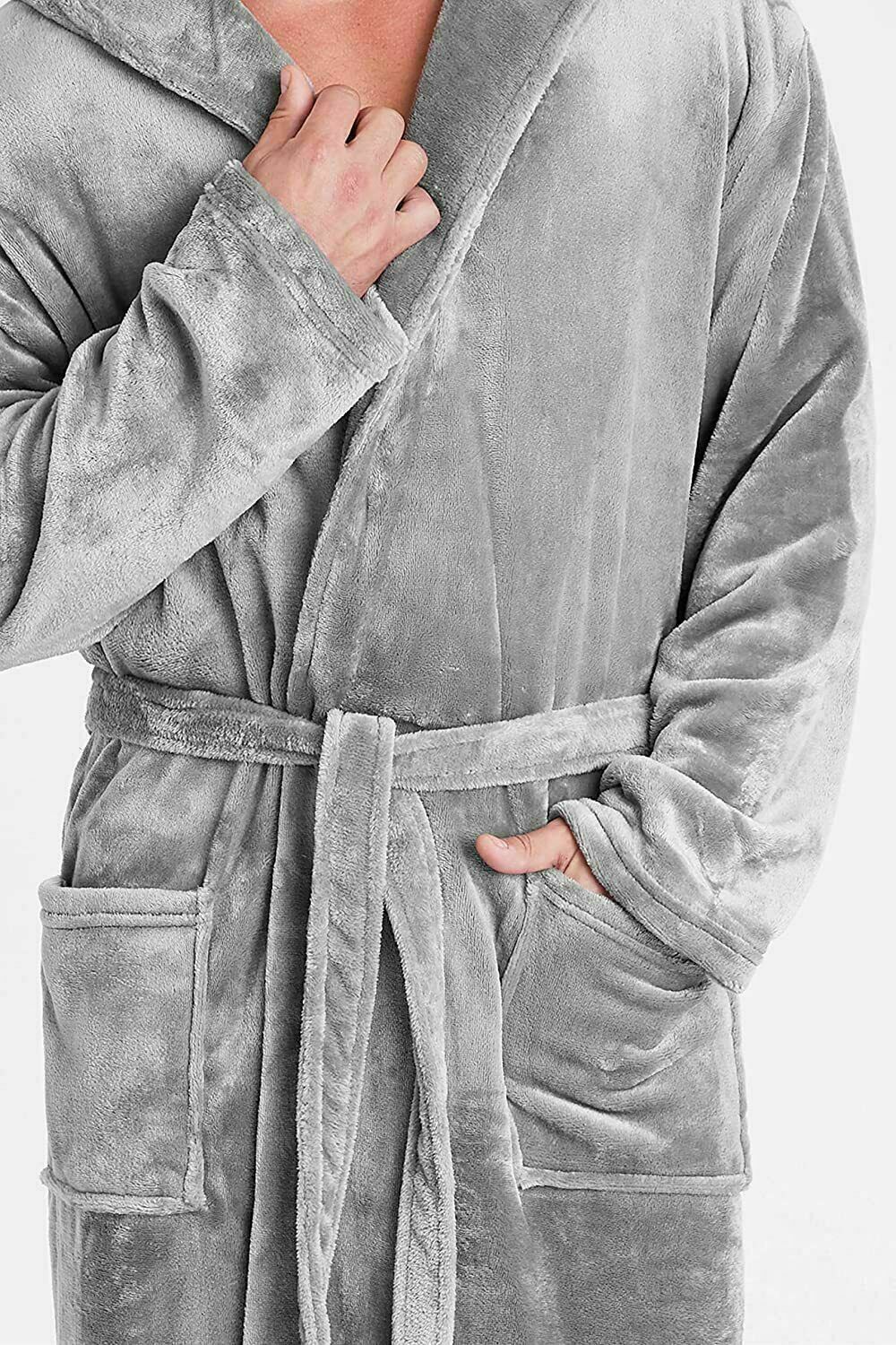 Mens Dressing Gown Super Soft, Mens Fleece Robe with Hood - Get Trend