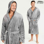 Mens Dressing Gown Super Soft, Mens Fleece Robe with Hood - Get Trend