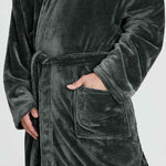 Mens Dressing Gown Super Soft, Mens Fleece Robe with Hood - Get Trend