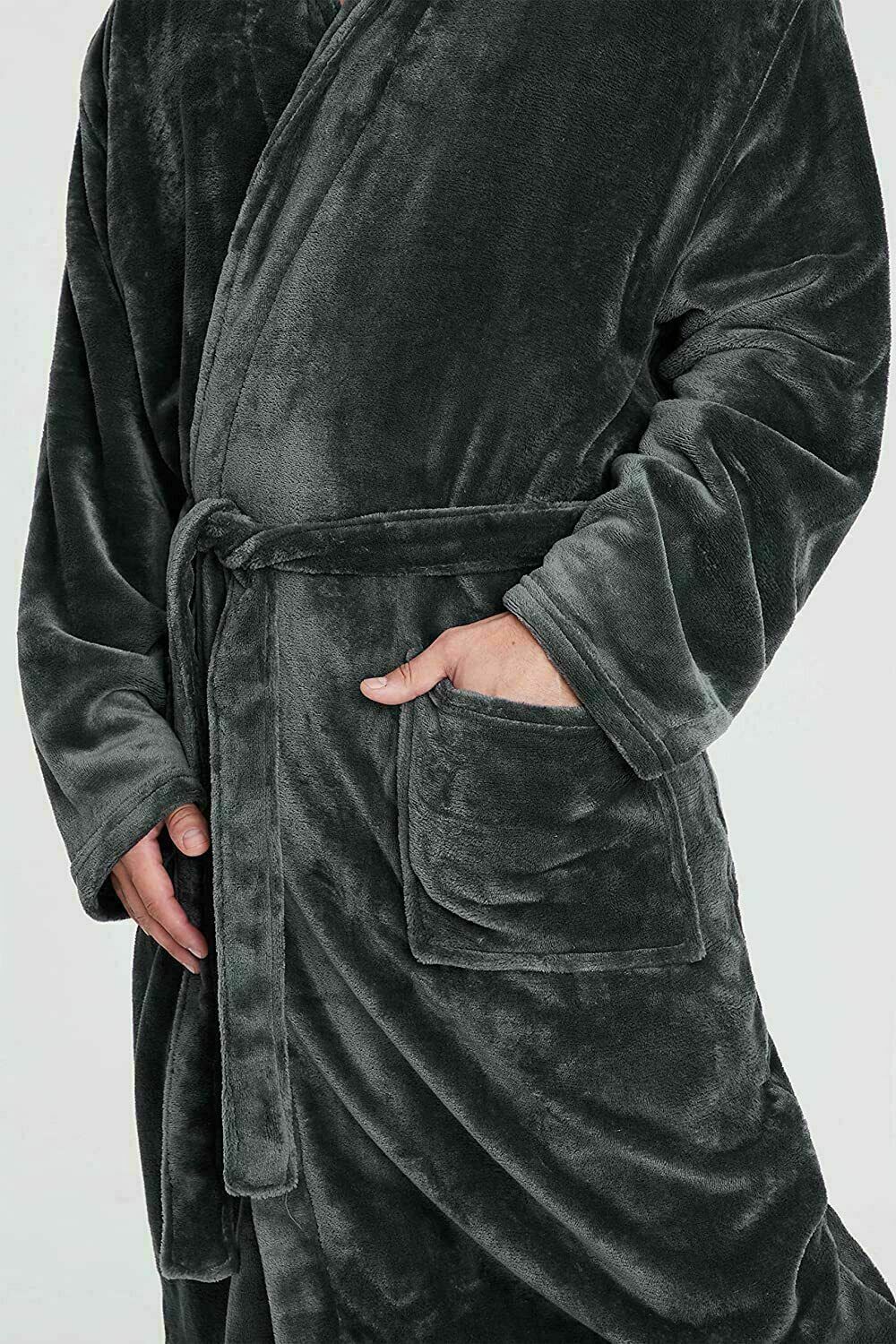 Mens Dressing Gown Super Soft, Mens Fleece Robe with Hood - Get Trend