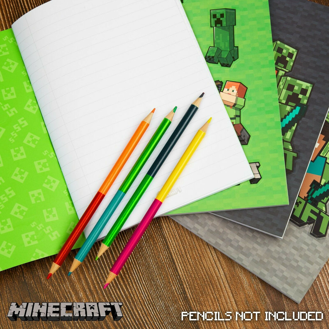 Minecraft A5 Notebook Set, 4 Pack Note Pads Lined, Back to School Supp ...