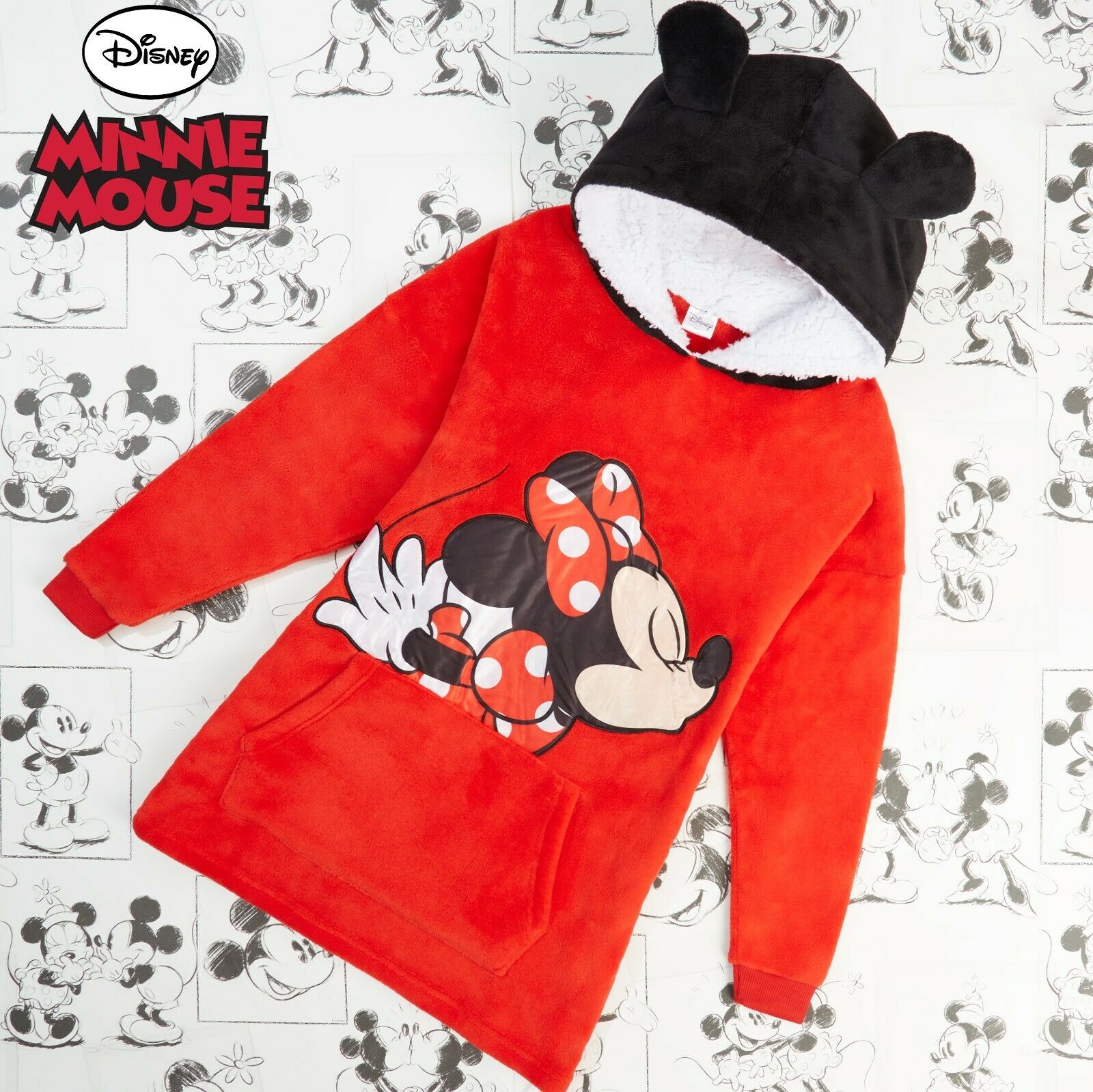Disney Hoodie, Fleece Oversized Hoodie Blanket for Girls in Red, Minnie Mickey Gifts - Get Trend