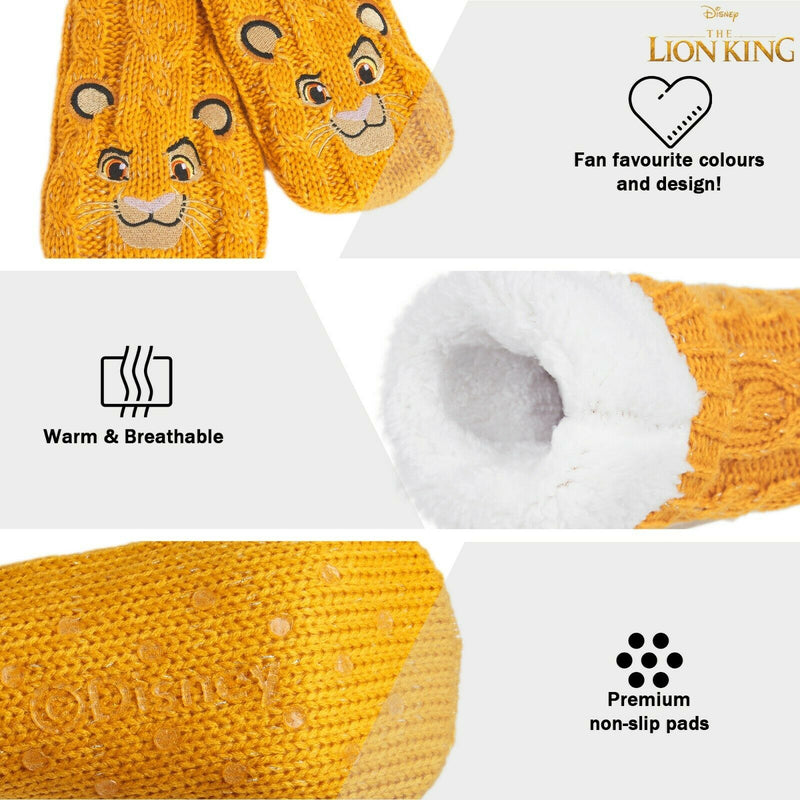 Disney Lion King Knitted Warm Fluffy Slipper Socks For Women