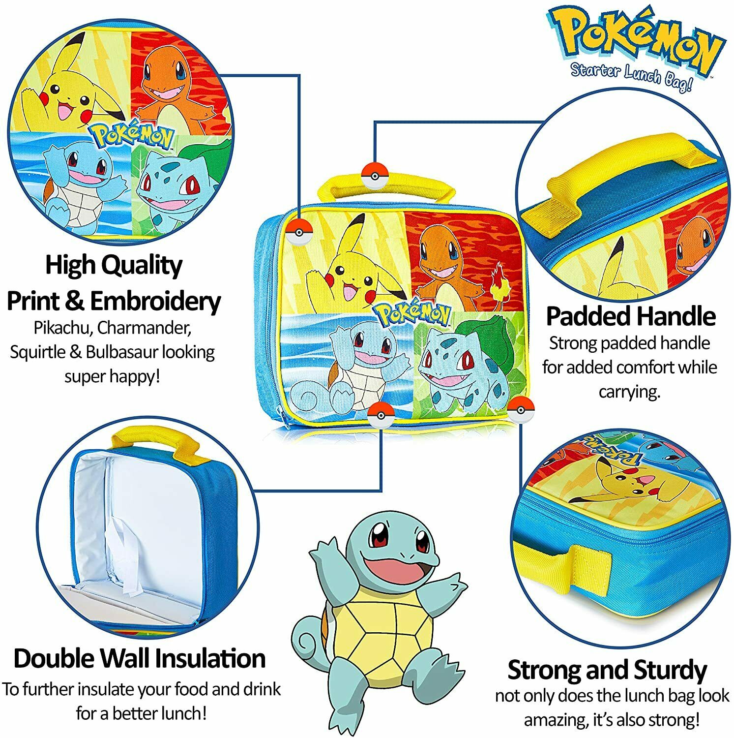 Pokémon Lunch Box With Pikachu, Squirtle, Bulbasaur, Charmender For Kids & Teens - Get Trend