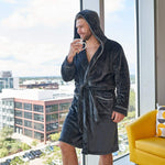 CityComfort Super Soft  Hooded Dressing Gowns for Men in Grey or Navy - Get Trend